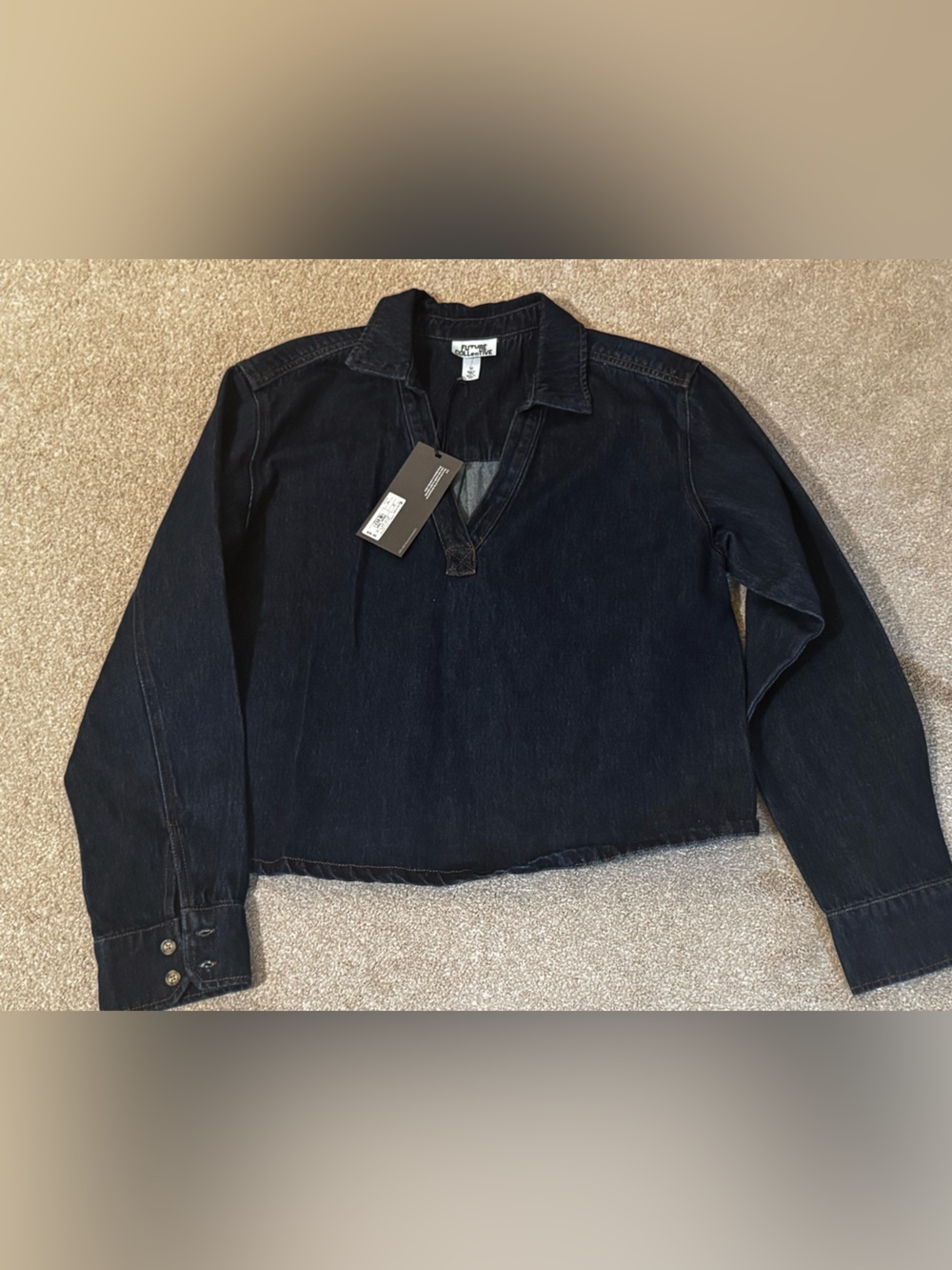Women’s Dark Blue Denim Pullover Shirt